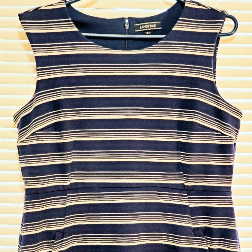 Navy striped Lands End sleeveless dress